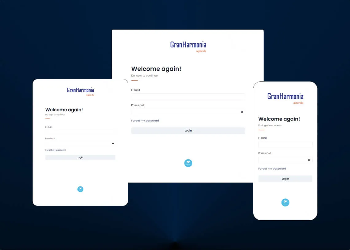 Login page from Agenda application